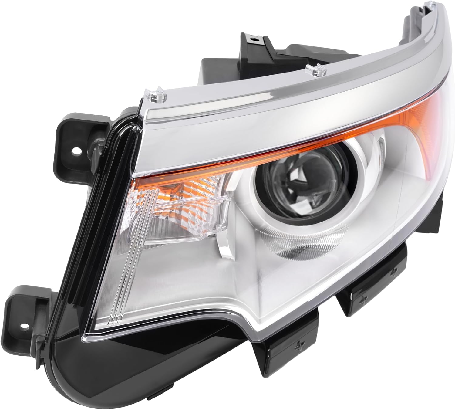 HECASA Left Projector Headlight w/Bulb Compatible with 2011-2014 Ford Edge Replacement for FO2502291 BT4Z13008B Headlamp Front Lamp Clear Lens Chrome Housing - Driver Side