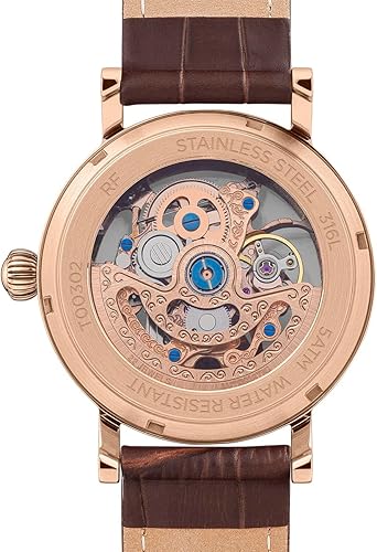 Miniatura 5 de The Herald Reloj automático para hombre de 1.575 in con esfera de esqueleto y correa de cuero