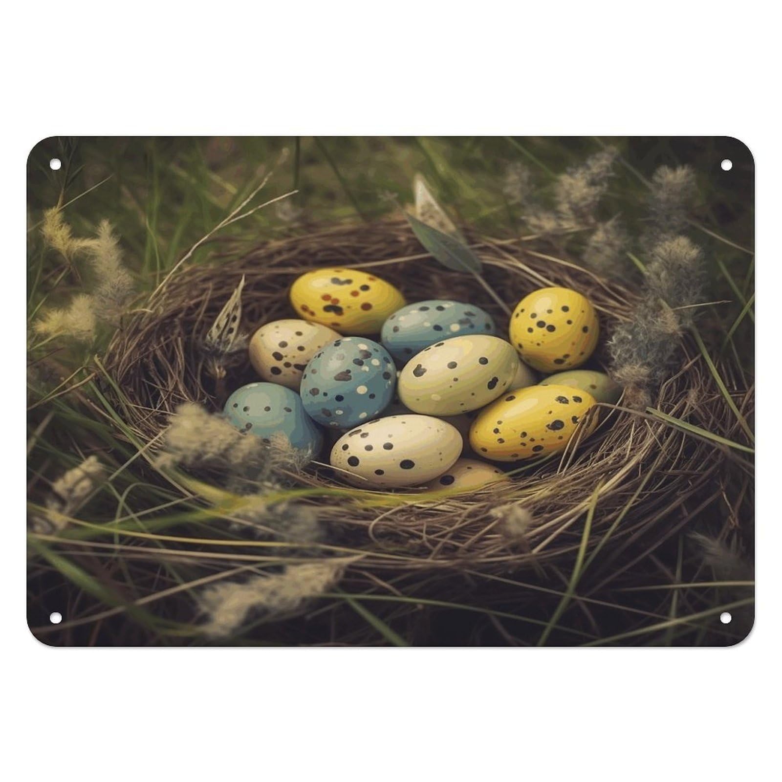 Fodpand Style Eggs In Grass Nest Retro Vintage Metal Tin Sign,Wall Art Decor Garden Plaque Poster For Bedrooms Yard Bars Pubs Patios Porches 7.9X5.5 Inch
