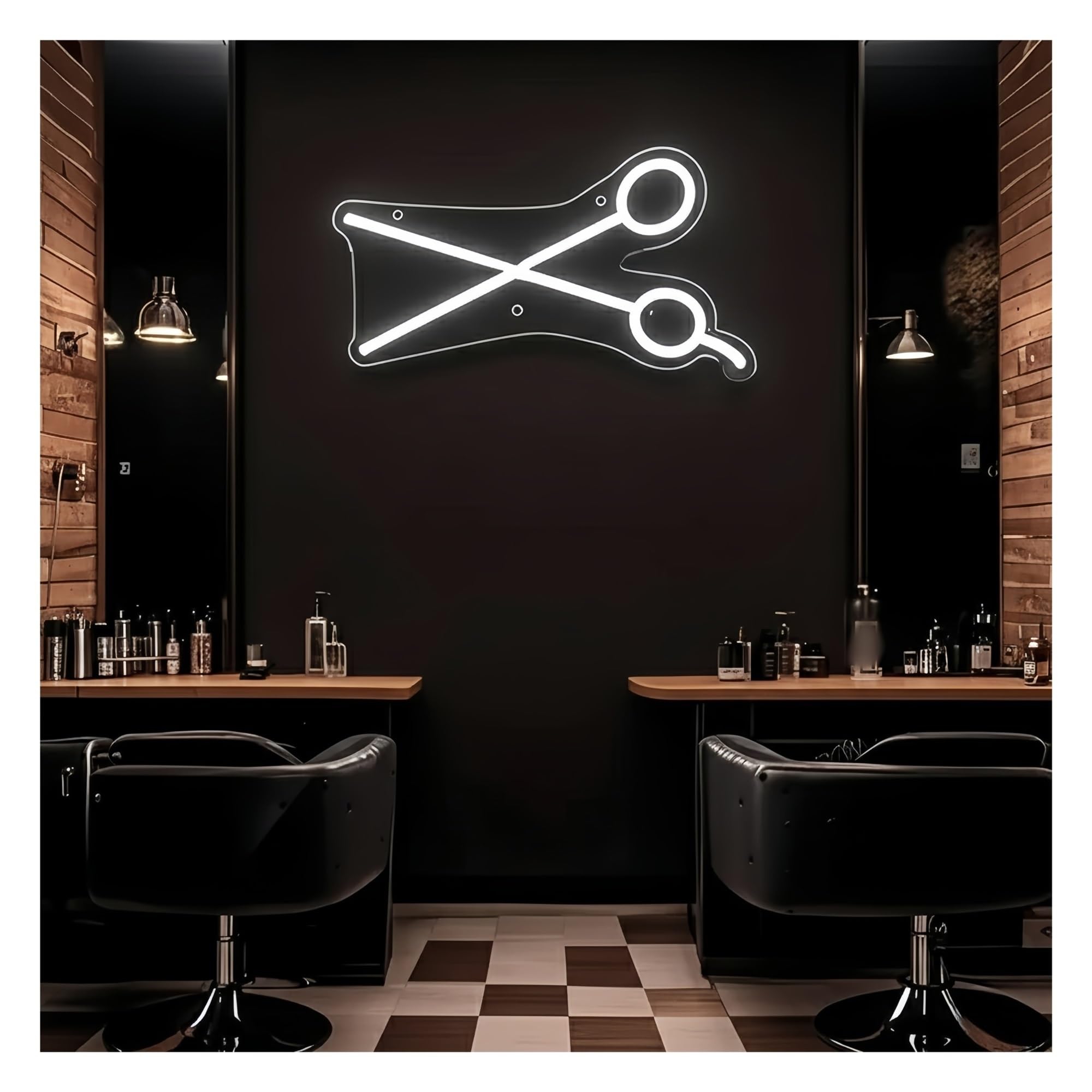 Polvane Neon Sign Scissors Neon Sign Vibrant Light Decor for Barbershop/Salon/Home, Barber Accessories