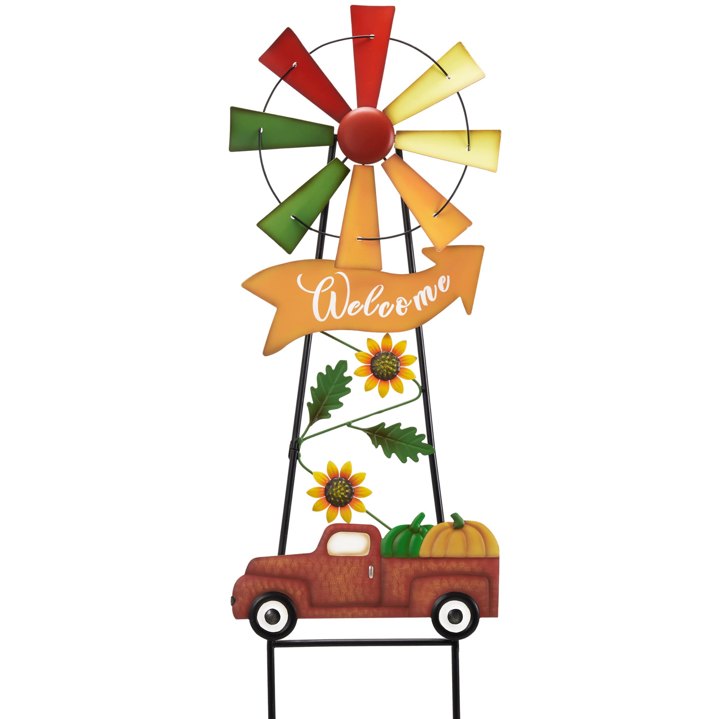 Décoration d'automne pour terrasse avec éolienne citrouille