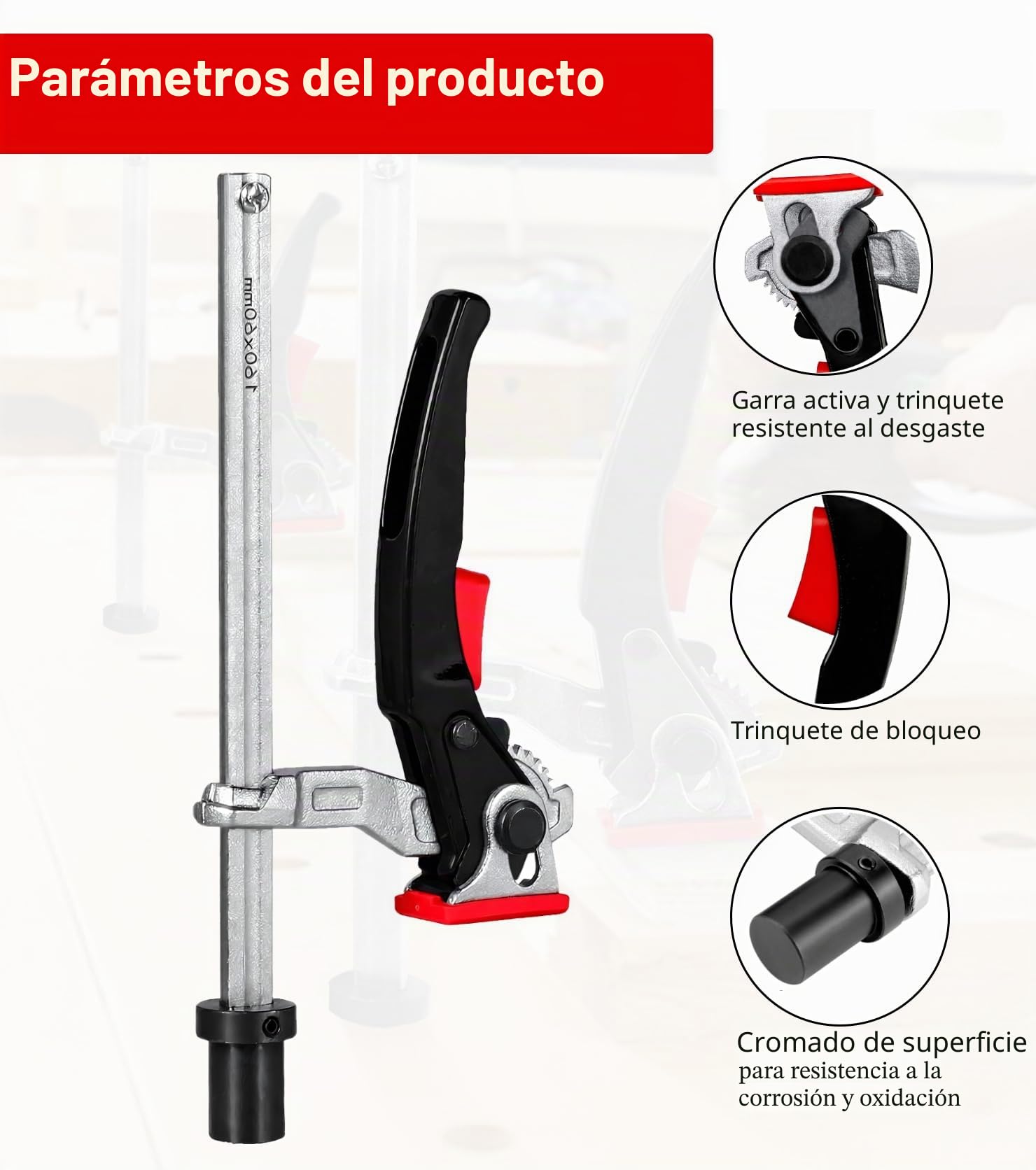 2 abrazaderas de mesa de acero completo con mango de palanca, abrazadera de palanca de sujeción de 20 mm, rango de sujeción, 160 mm, profundidad de proyección de 60 mm, compatible con mesa de