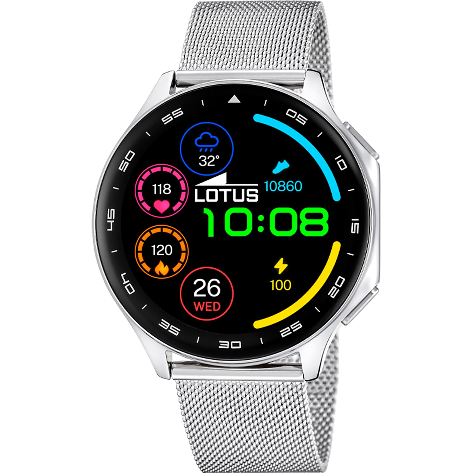 LOTUS Reloj Inteligente Hombre - Smartwatch Hombre de Acero Inoxidable 316l - Resistente al Agua IP65 50050/1 Multi Deportes, Frecuencia Cardiaca, Presión Arterial