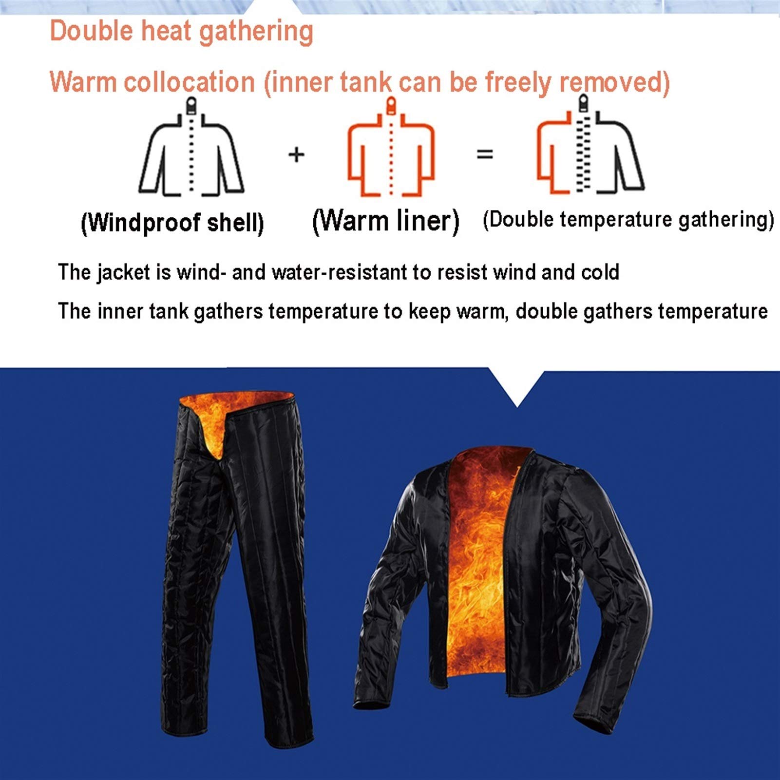 Chaqueta De Moto Anti-caída Chaqueta De Montar A Caballo para Hombre con Forro Aislante De Algodón Y Desmontable 5 Engranajes Protectores Extraíbles para Proteger Su Seguridad Al Conducir