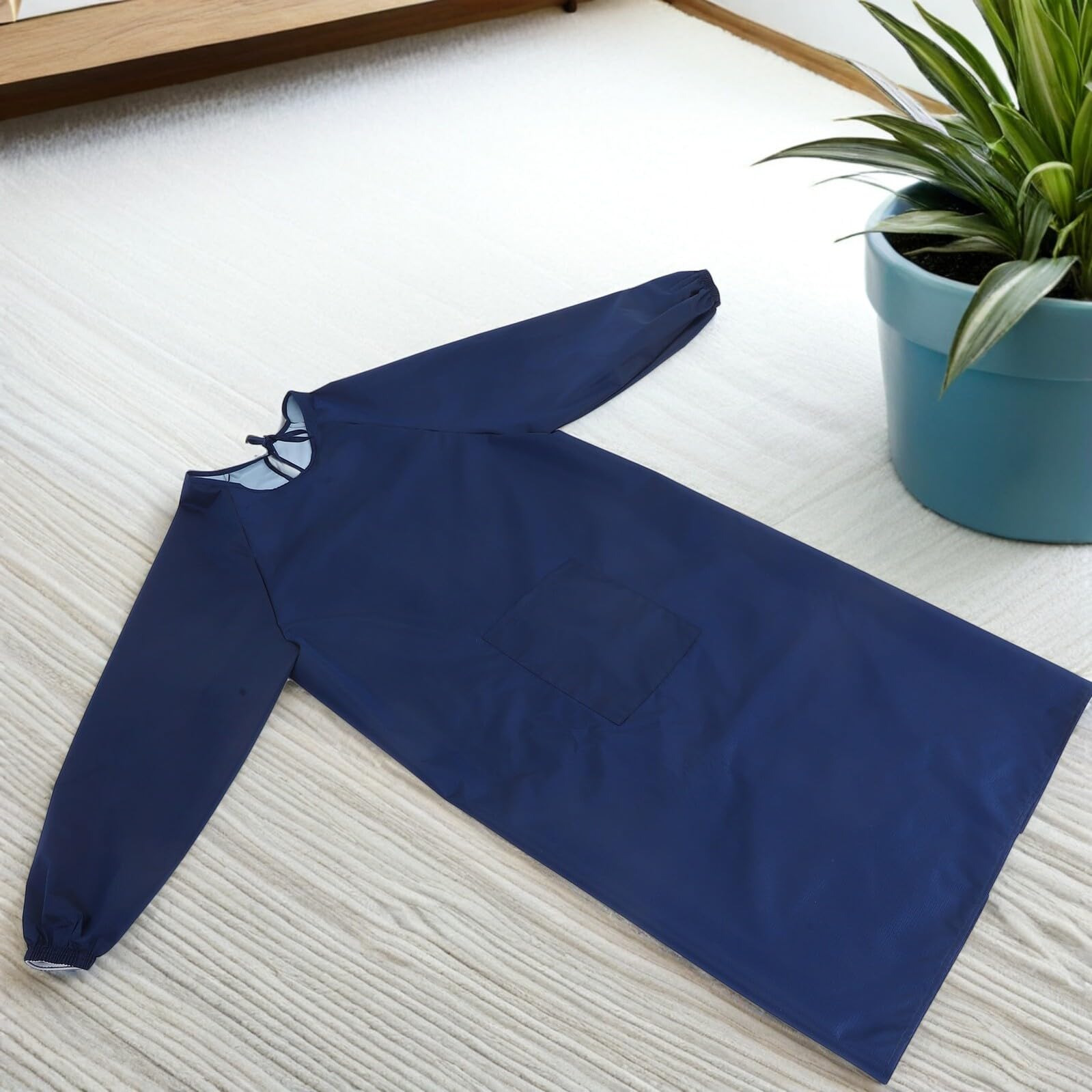 Hemobllo Grembiule Maniche Lunghe 2 Pezzi Grembiule da Lavoro Resistente a Olio e Schizzi Camice Protettivo Reversibile per Cucina Giardinaggio e Barbecue Regolabile Colore Blu Scuro