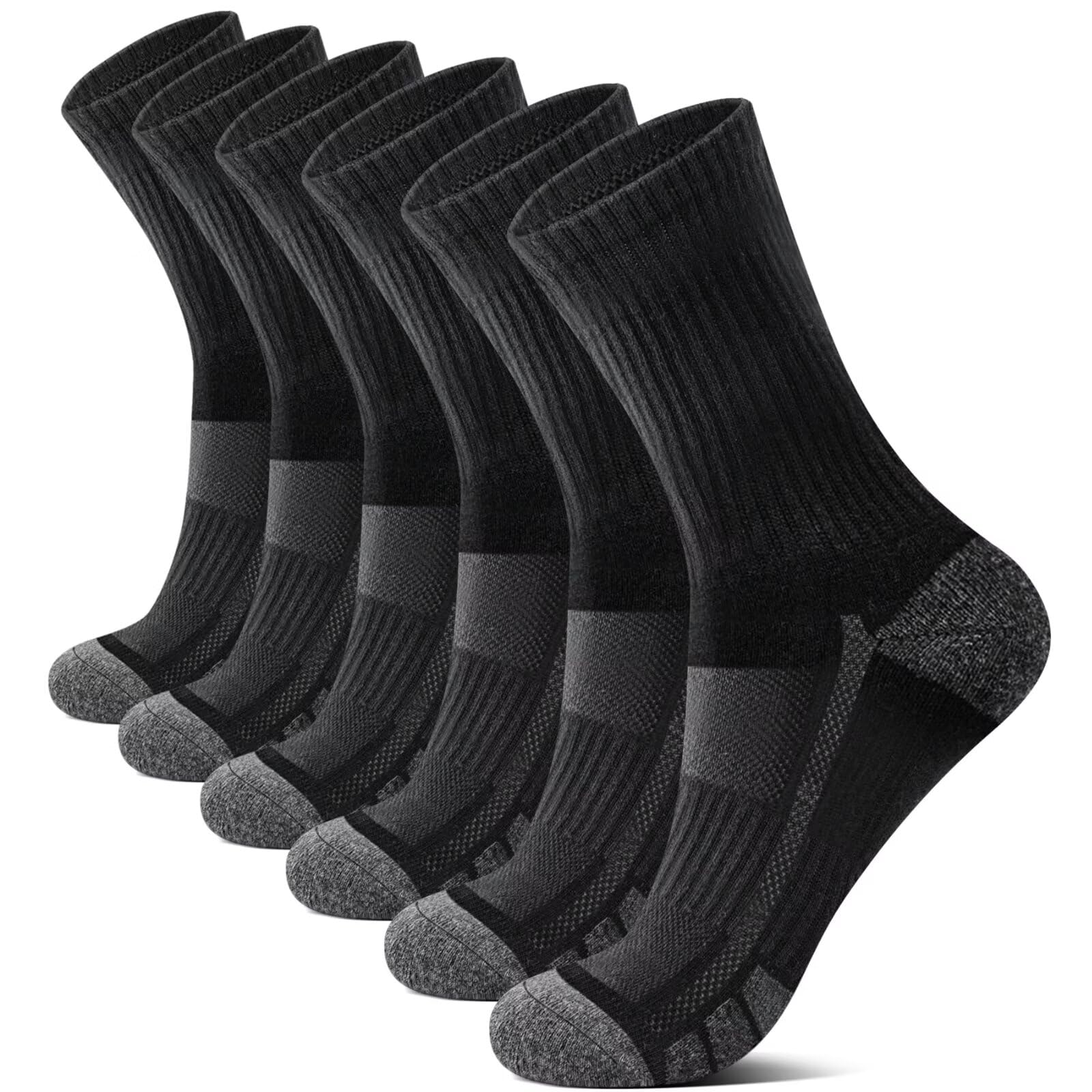 YouShow 6 Paar Socken Herren Tennissocken Damen Sportsocken Wandersocken Crew Gepolstert Atmungsaktiv Weich Baumwollsocken