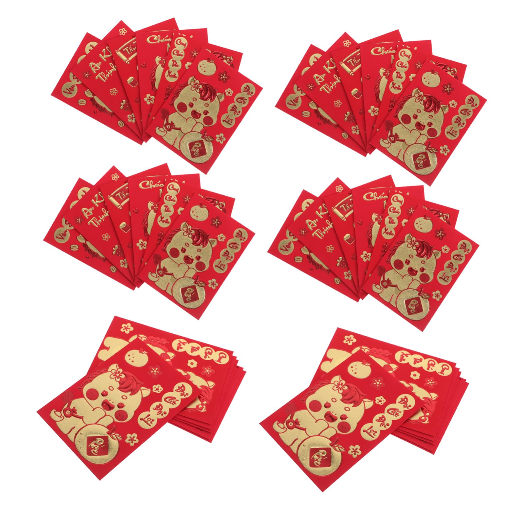 DOITOOL 360 Piezas Sobres Rojos para Dinero Sobres Rojos de Año Vietnamita Año del Caballo Bolsa Roja para Dinero Celebración de Año Nuevo