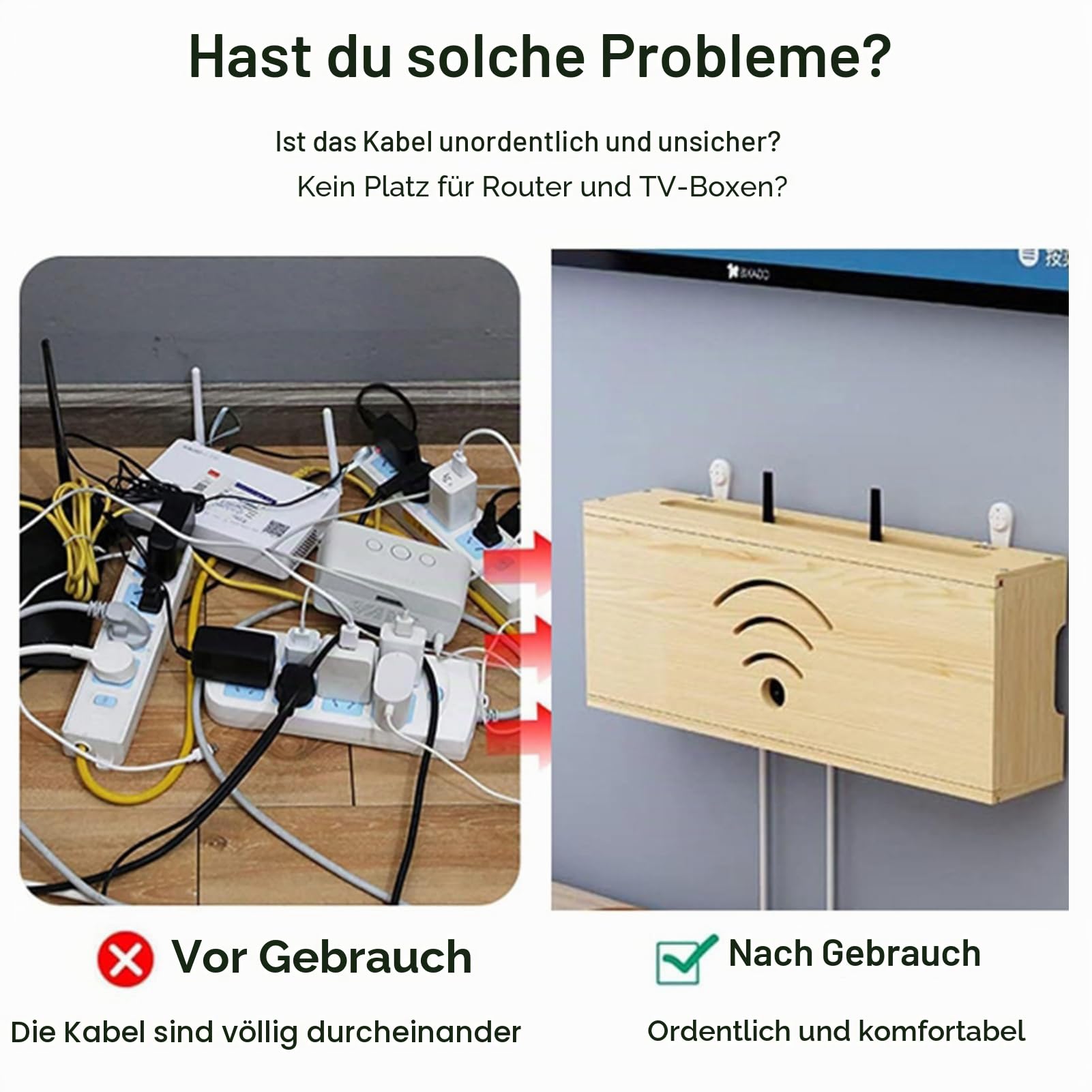 C,Yiustldd Router-Aufbewahrungsbox - Wandmontiertes Regal Für Kabel Und Steckdosenbrett, Versteckte Box Für TV-Kabel Und Netzwerkgeräte Für Zuhause Und Wohnung