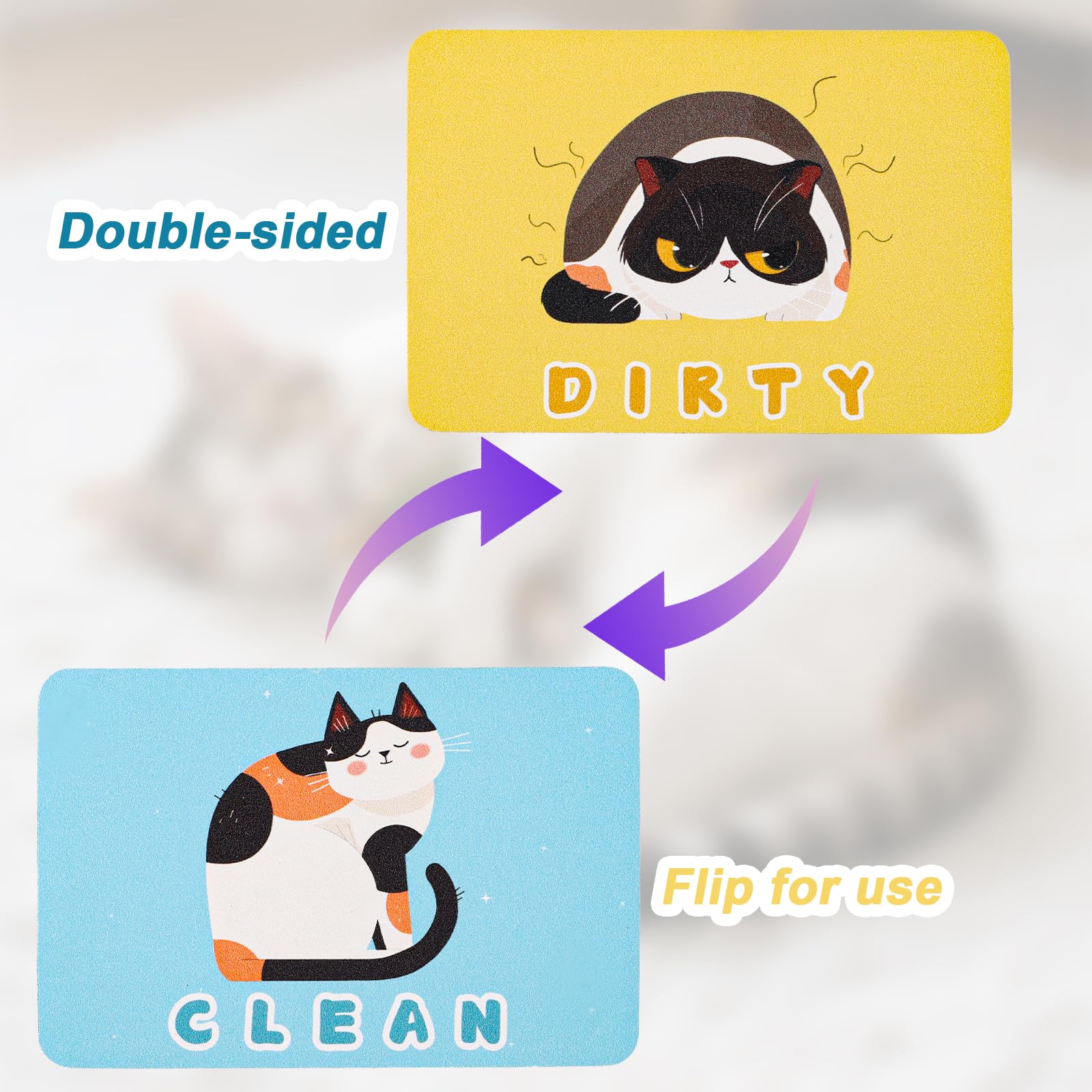 Accessoire Buanderie Aimants Lave-Vaisselle Gosknor - Lot De 2 - Forme Chat 9 Cm - Double Face Réversible - Indicateur Sale/Propre Décoration Lave Vaisselle Chat