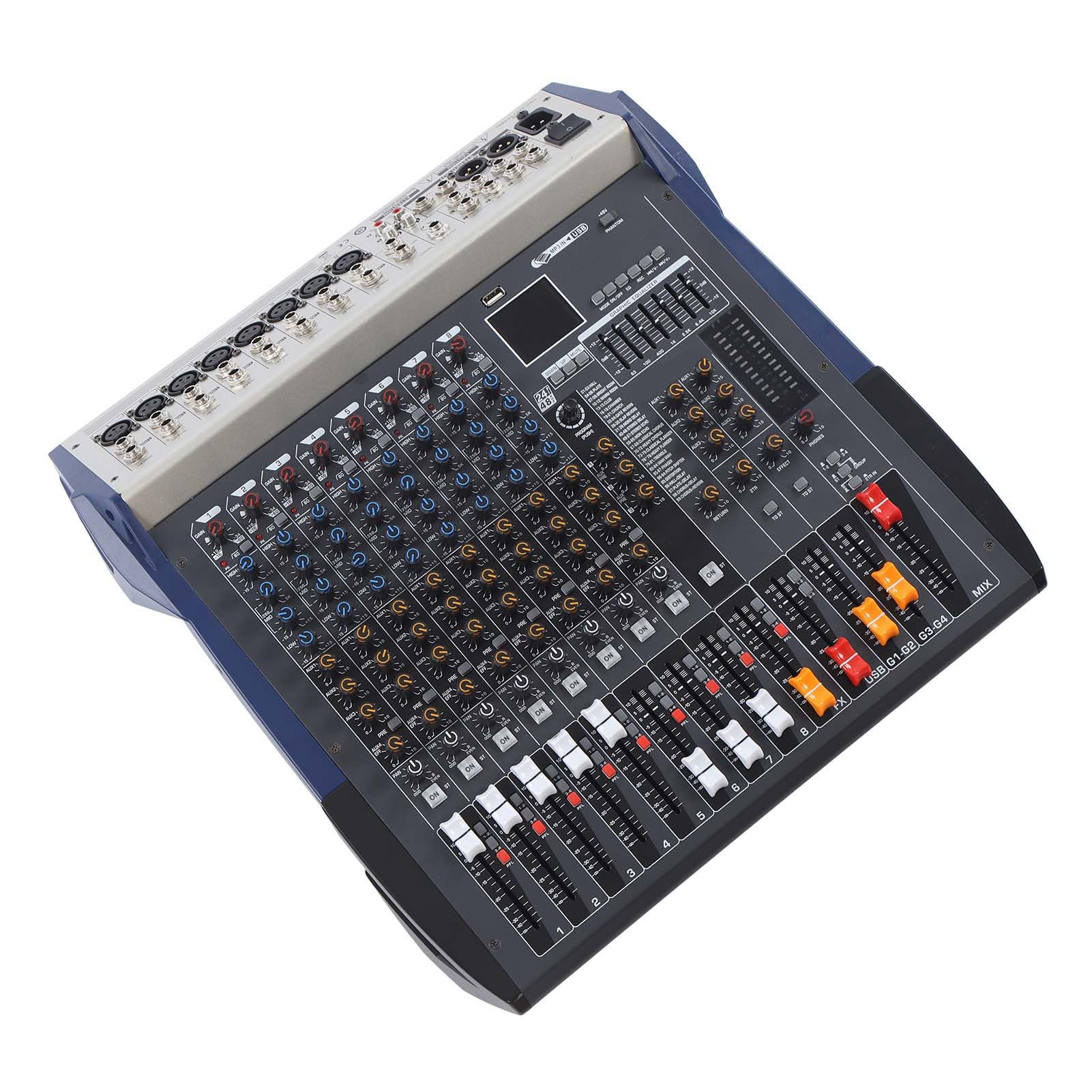 Shanrya Mixer Professionale Console di Missaggio con Ingresso MP3 USB Chip DSP Wireless a 8 per Performance sul Palco (Spina Europea)