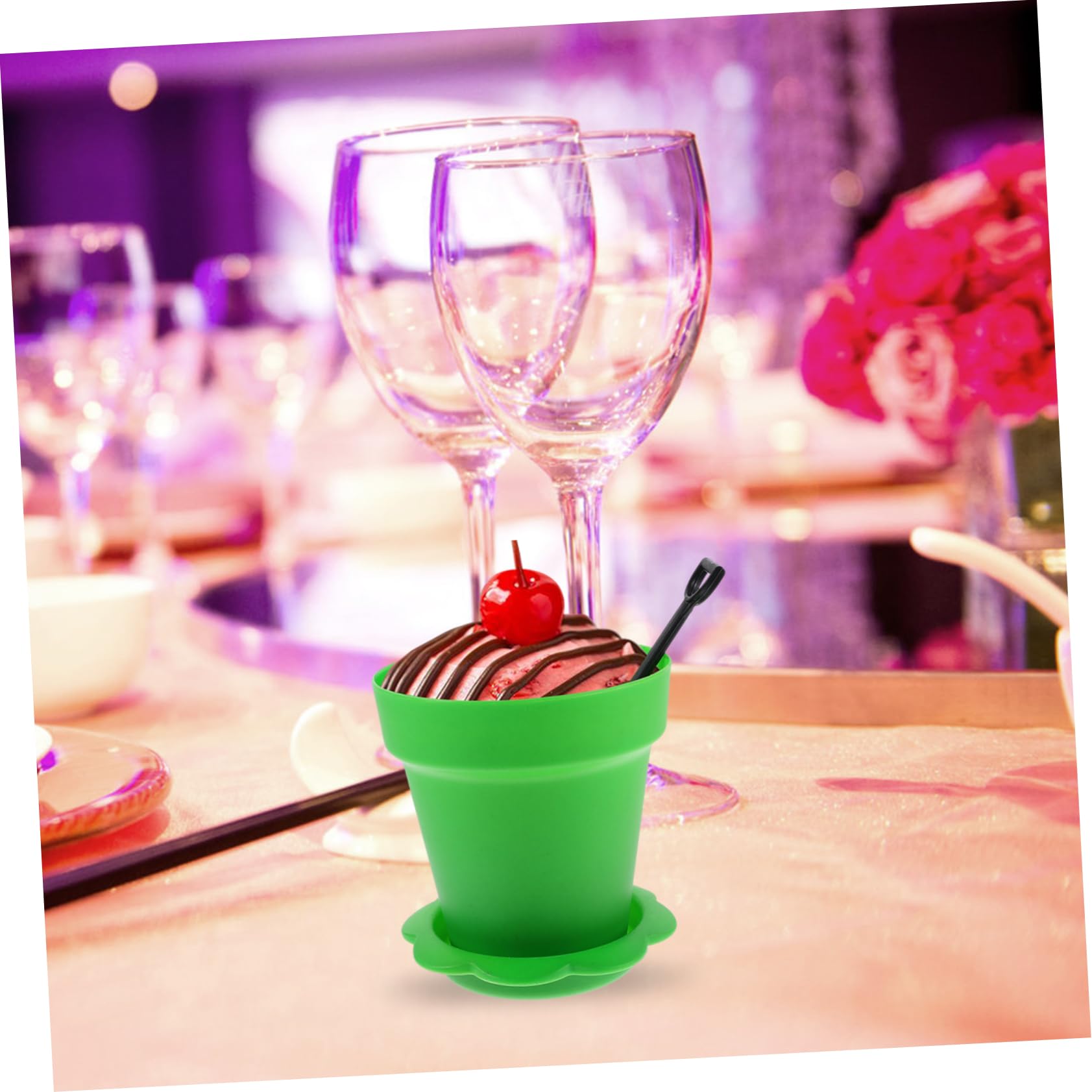 Cabilock 20 Sets Creative Dessert Cups with Shovels Flower Pot Ice Jelly and Mousse Serving Containers for Parties Weddings and Home Use Safe Material