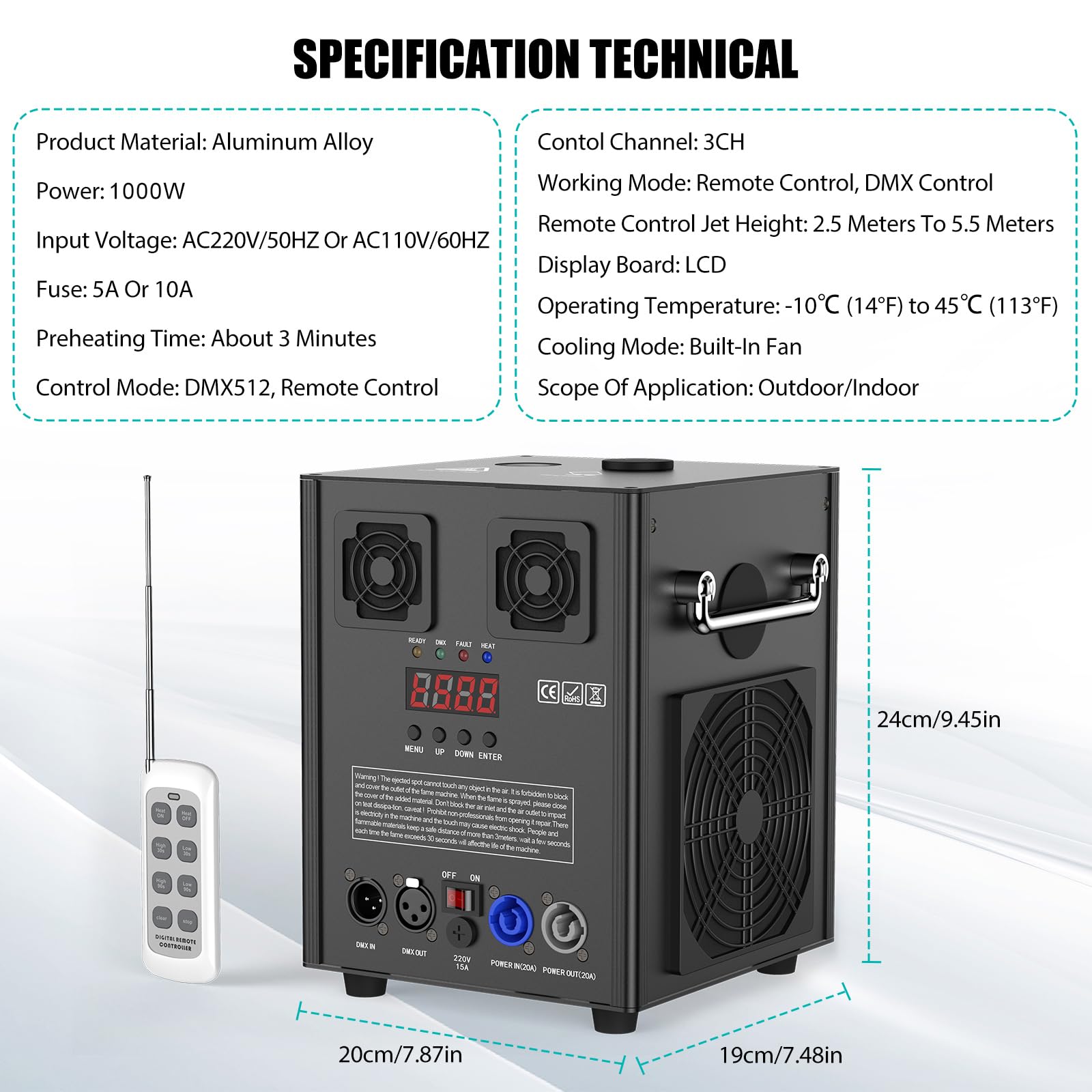 4 Pezzi Macchina a Scintilla Fredda, 1000W Nero Effetti Speciali Macchine con d-mx512 (3CH) Telecomando Senza Fili Macchine Pirotecniche per Nozze Bar Stage Party Halloween Natale Matrimoni