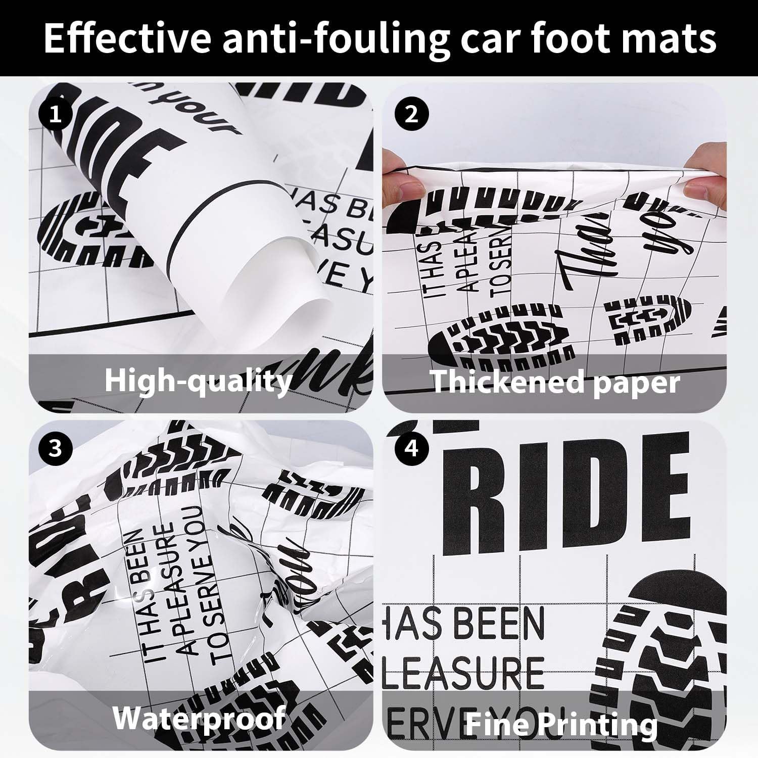 50Pcs Paper Floor Mats for Cars, Disposable White Automotive Floor Mats Kraft Paper, Waterproof Car Foot Pads Protective Papers, Thank You Mats for Car Detailing, Auto Dealership (20" x 16") - Image 3