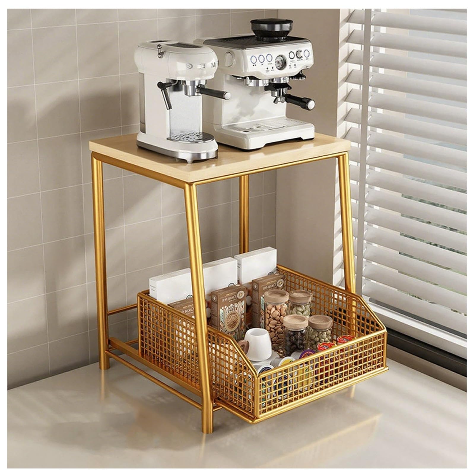 Étagère de rangement haut de gamme pour machine à café et micro-ondes