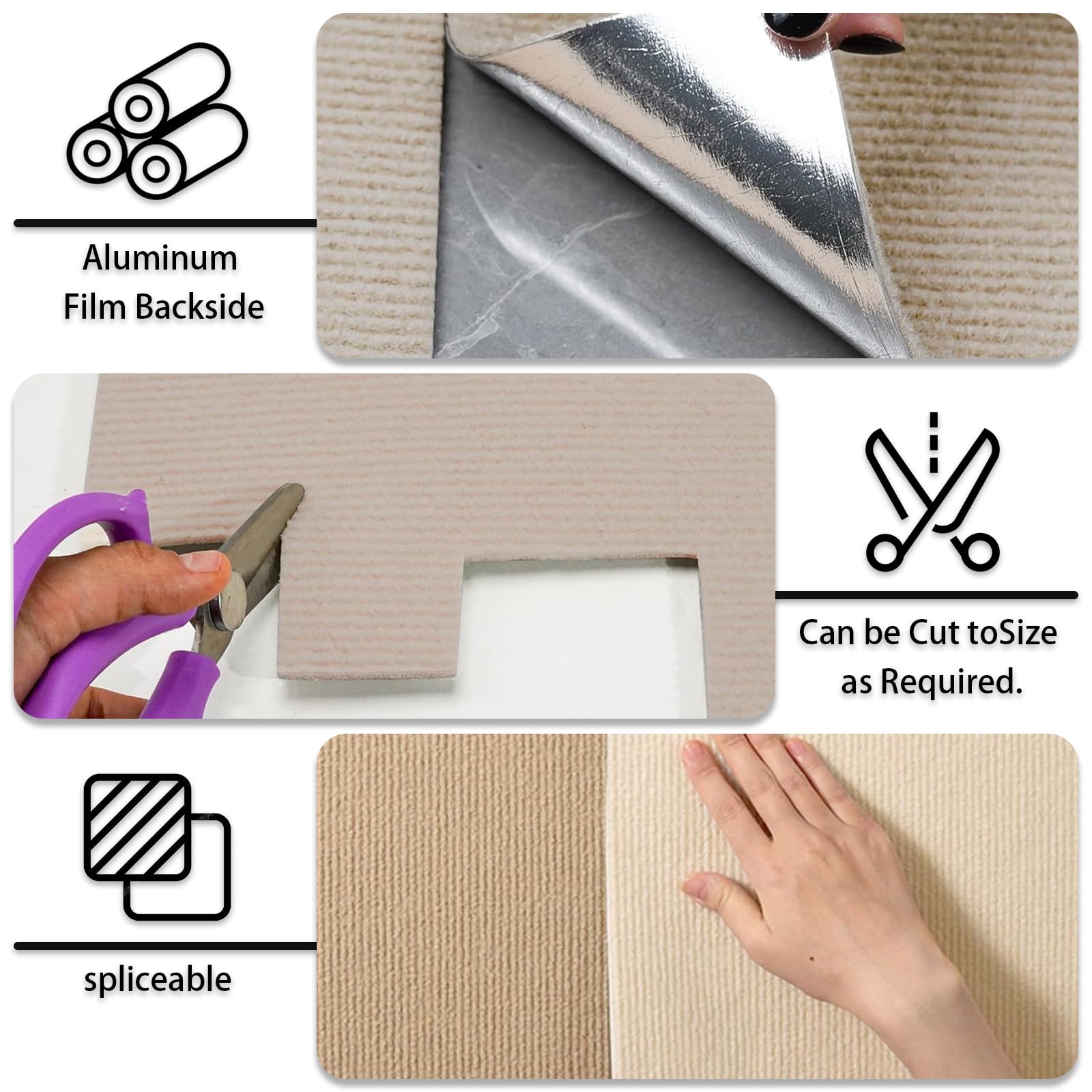 Dalles de moquette autocollantes pour moquette (marron clair, 50 x 50 cm)