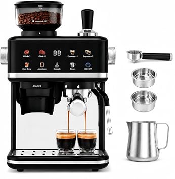Espresso Machine with Built-in Grinder, Auto Clean & One-Touch Cappuccino