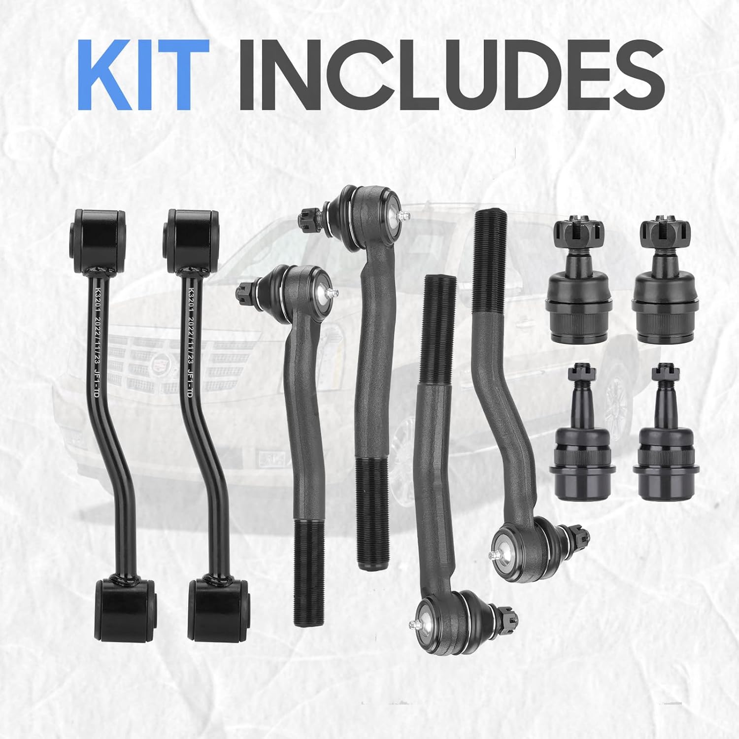 Front Outer Tie Rods + Front & Rear Sway Bars + Upper Lower Ball Joints Suspension Kit Compatible with 1999-2004 Jeep Grand Cherokee (12pc)