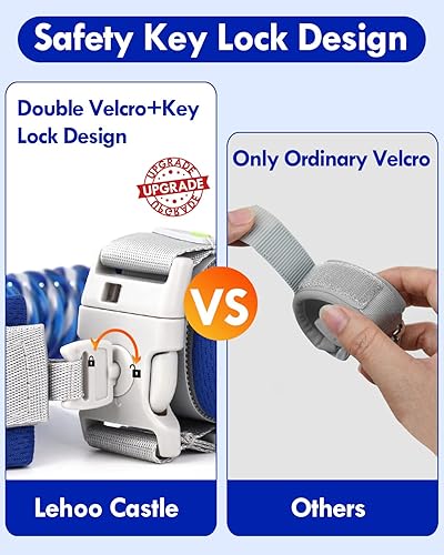 Miniatura 3 de Lehoo Castle Correa para niños, correa de muñeca antipérdida de 4.9 pies para niños pequeños con bloqueo de llave, correa reflectante para niños,