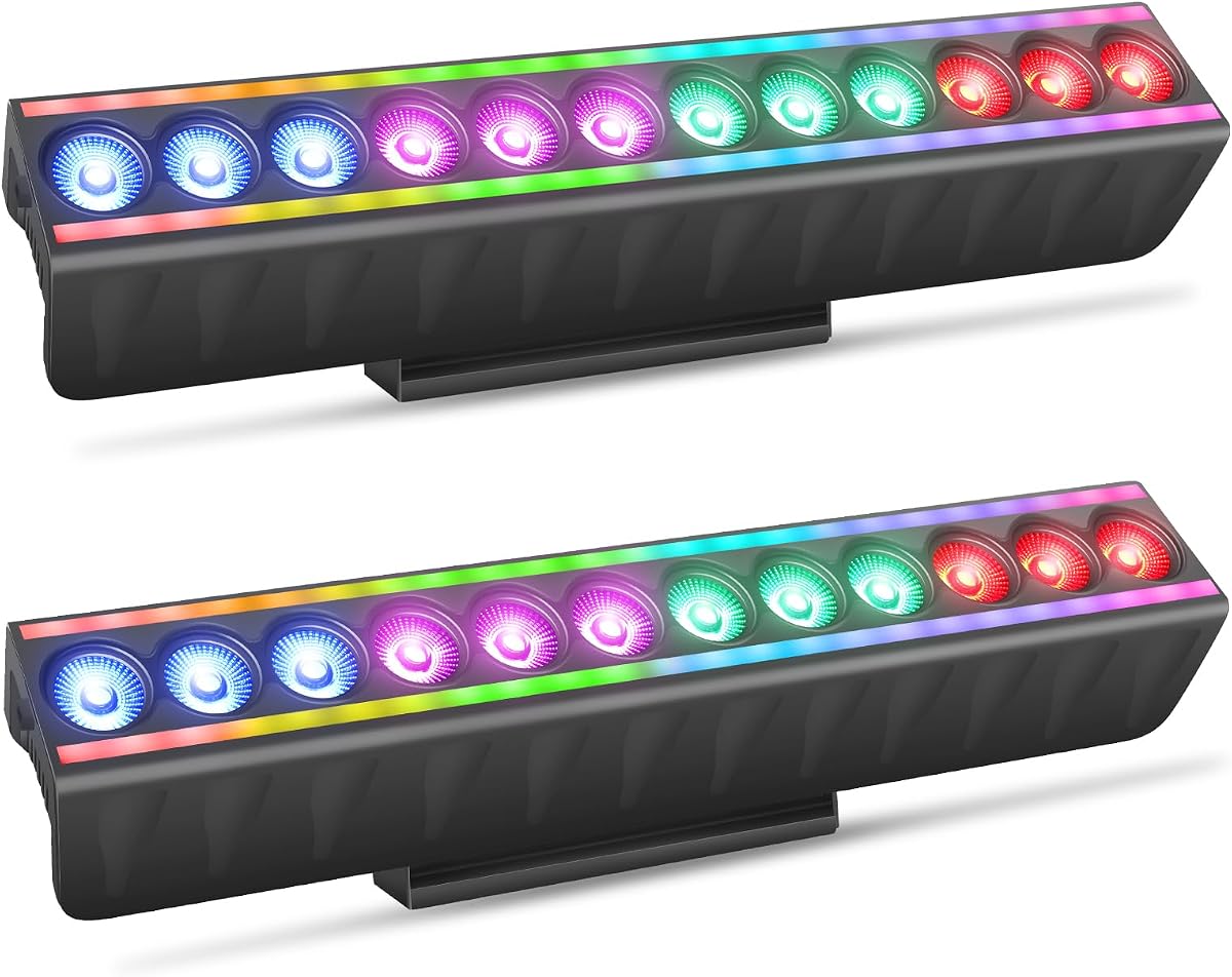 60W RGBW LED Wash Light Bar for Stage 2 Pack | DMX & Sound Activated, Master-Slave, 74 pre-built Shows, Auto-cooling Fan, Plug-and-play for DJ Party Club Wedding