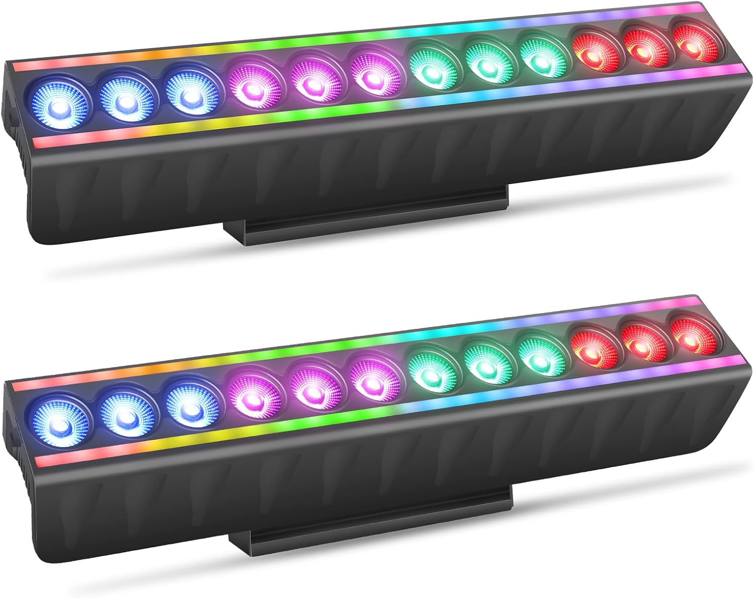 LED Stage Wash Light Bar 2 Pack: 60W RGBW Color Mixing - Dual Side RGB Strips - DMX & Sound Activated - Uplights for Events DJ Party Club Band Livehouse Lighting