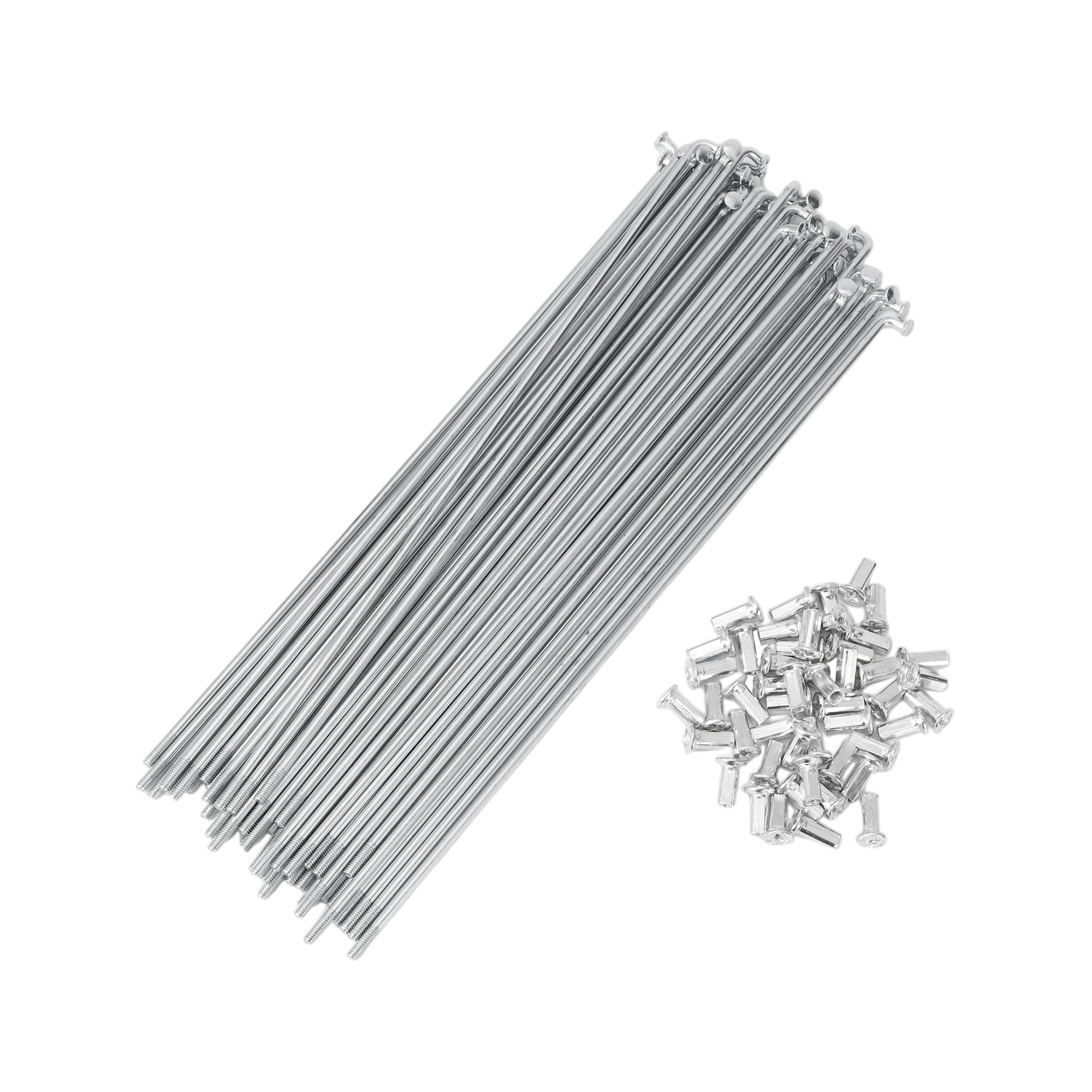 X AUTOHAUX 48 Set 10G Bicycle Spokes 240mm Bike Wheel Spokes Carbon Steel Galvanized Silver Tone