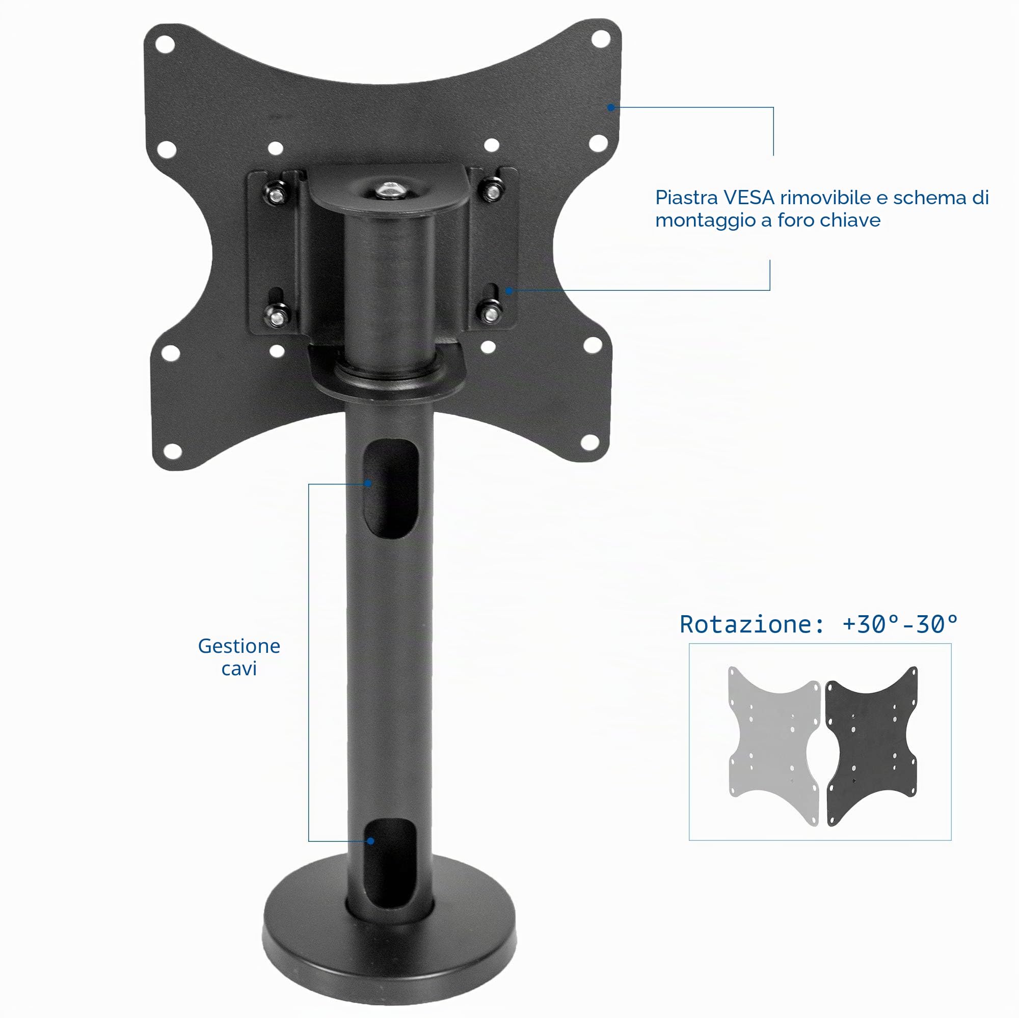 VIVO - Supporto girevole per TV da 23 a 43", supporto VESA da tavolo, robusto display TV STAND-TV00M2