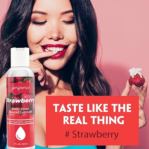Miniatura 8 de YOSPOSS Lubricante a base de agua con sabor a fresa, 8 onzas líquidas, lubricante personal suave y sedoso para mujeres, hombres y parejas, sin