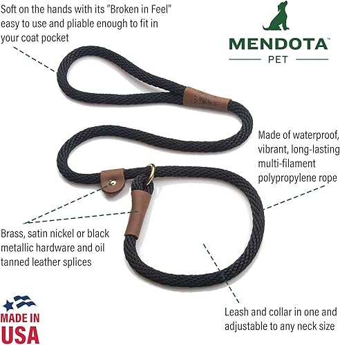 Miniatura 2 de Mendota Pet - Juego de correa deslizante y collar para perro, hecho en EUA