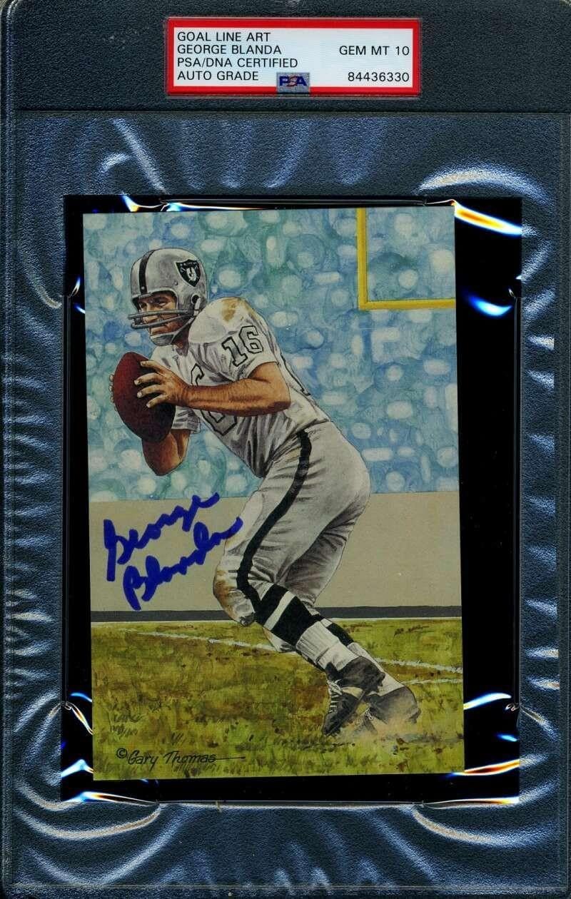George Blanda Gem Mint 10 PSA DNA Slabbed Signed Goal Line Art Card Autograph - Football Slabbed Autographed Cards