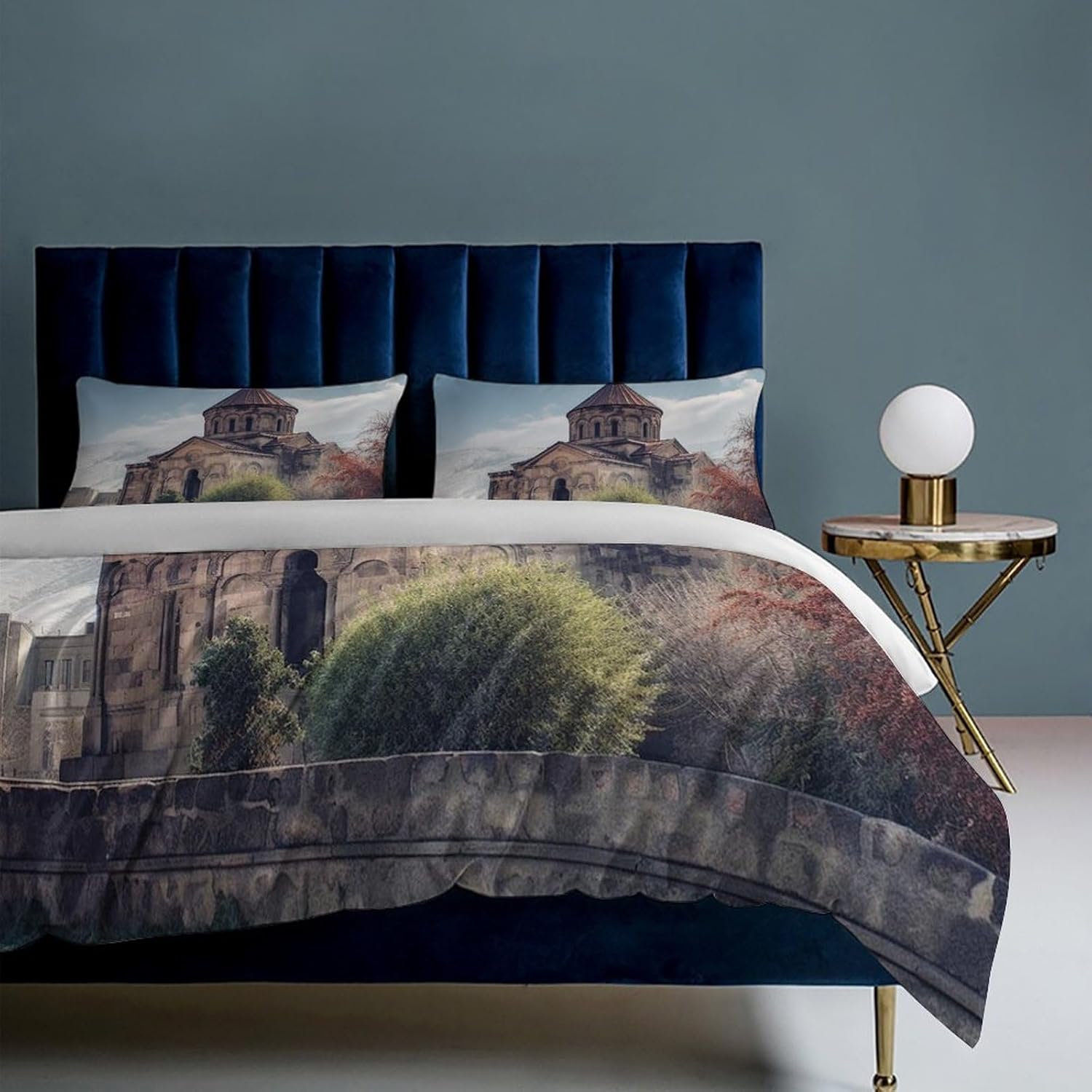 Soft Bedding 3 Piece Set Armenian Church Queen Duvet Cover Set 2 Pillowcase 1 Quilt Cover All Season Sleep Essentials