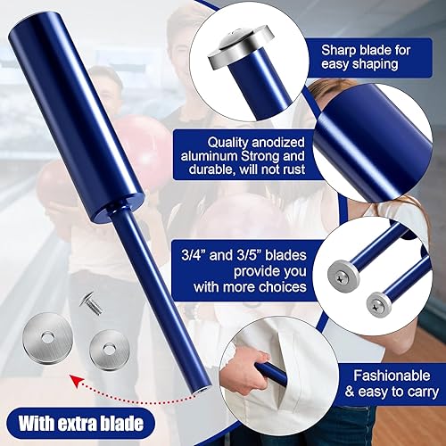 Miniatura 3 de Hungdao Kit de herramientas de extracción de cinta de entrenamiento de bola de bolos, 3 piezas, con cuchilla de repuesto, cuchillo biselado,