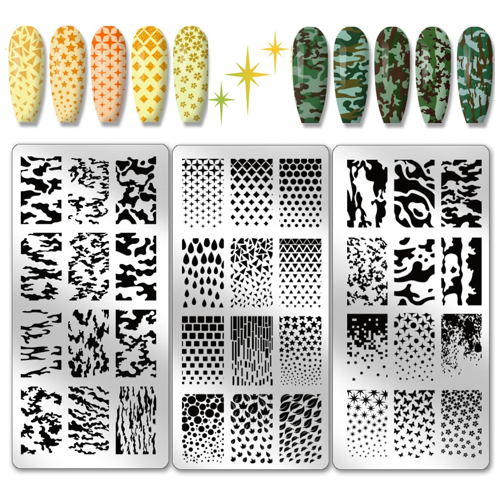 Photo 1 of ***MISSING PARTS***
PH PandaHall 3pcs Texture Nail Stamping Plate, Nail Stencils Camouflage Gradient Geometric Pattern Nail Stamps Stainless Steel Print Nail Stencils for Nail Art Design Manicure Salon