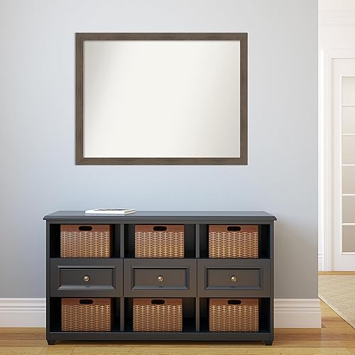 Miniatura 5 de Amanti Art Espejo de baño marrón para sobre el fregadero, 30 x 39 pulgadas, espejo de tocador rectangular estrecho de madera dura, moca, marco de