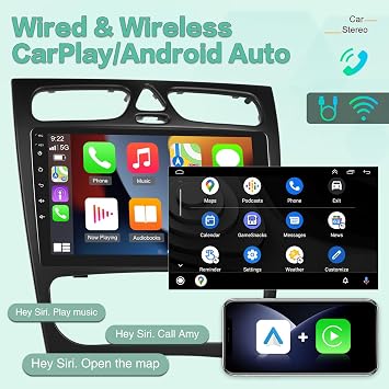 Car Radio for 4 Doors Mercedes Benz C Class W203 C200 C320 C350 CLK W209 S203 A209 2000-2005, [2G+64G] Android 13 Touch Screen W203 Stereo, Carplay/Android Auto/Bluetooth/WiFi/SWC