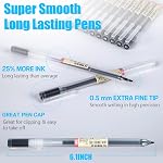 Stylos de Gel Noir Premium, [0.5mm] Stylos à point extra fin en écriture lisse stylos à bille pour bureau japonais fournitures scolaires (12 Boîtes)