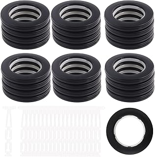 Swpeet 20 Pack Plastic Curtain Grommets, 40mm-1.7Inch Silencer Sliding Black Sheers Curtain Rings