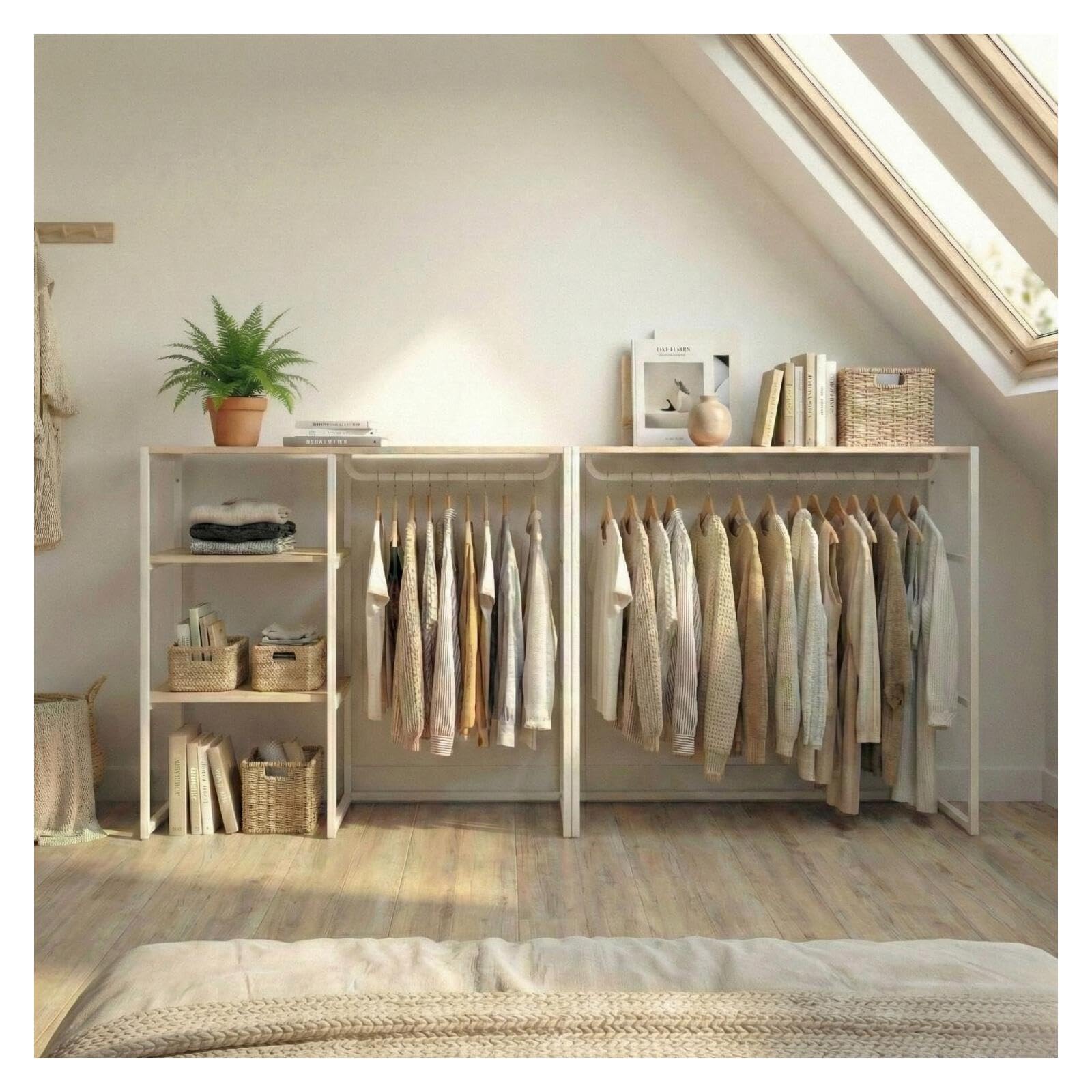MOB-IN Lot de 2 portants vêtements sous combles KADRA modulables 200x85cm