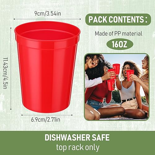 Miniatura 2 de Yungyan Paquete de 12 vasos de plástico reutilizables para estadios de 16 onzas, vasos en blanco para fiestas, eventos, proyectos de bricolaje, 4.5