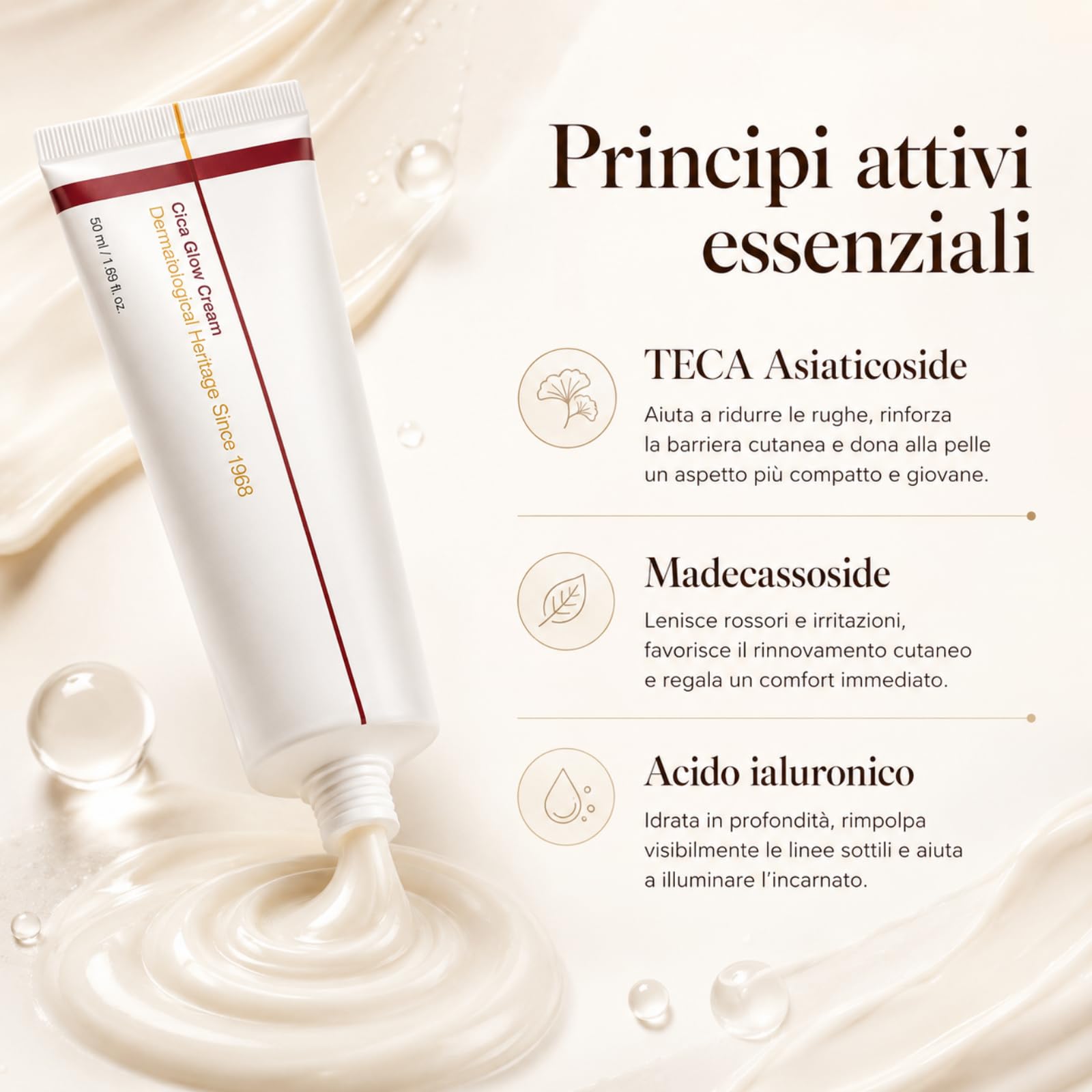 Kora Glow Crema KoraGlow Cica Glow Cream Crema Viso Anti Age Con Collagene E Ceramidi Per Pelle Compattta Idratata E Radiosa Per Routine Giornaliera (1 PCS)