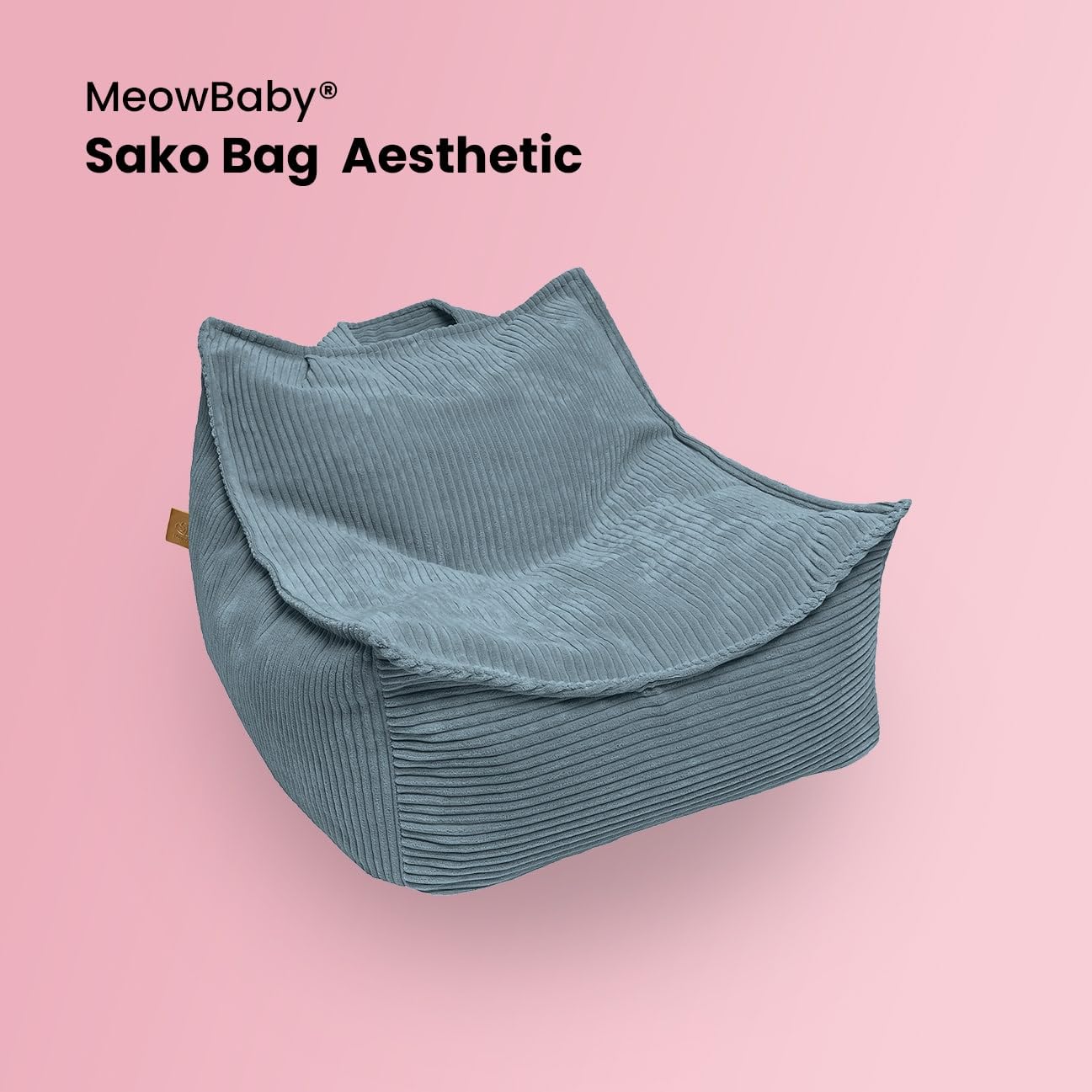 MEOWBABY Puff Cuadrado para Niños, Beanbag, Estética Pana, Polvo Rosa