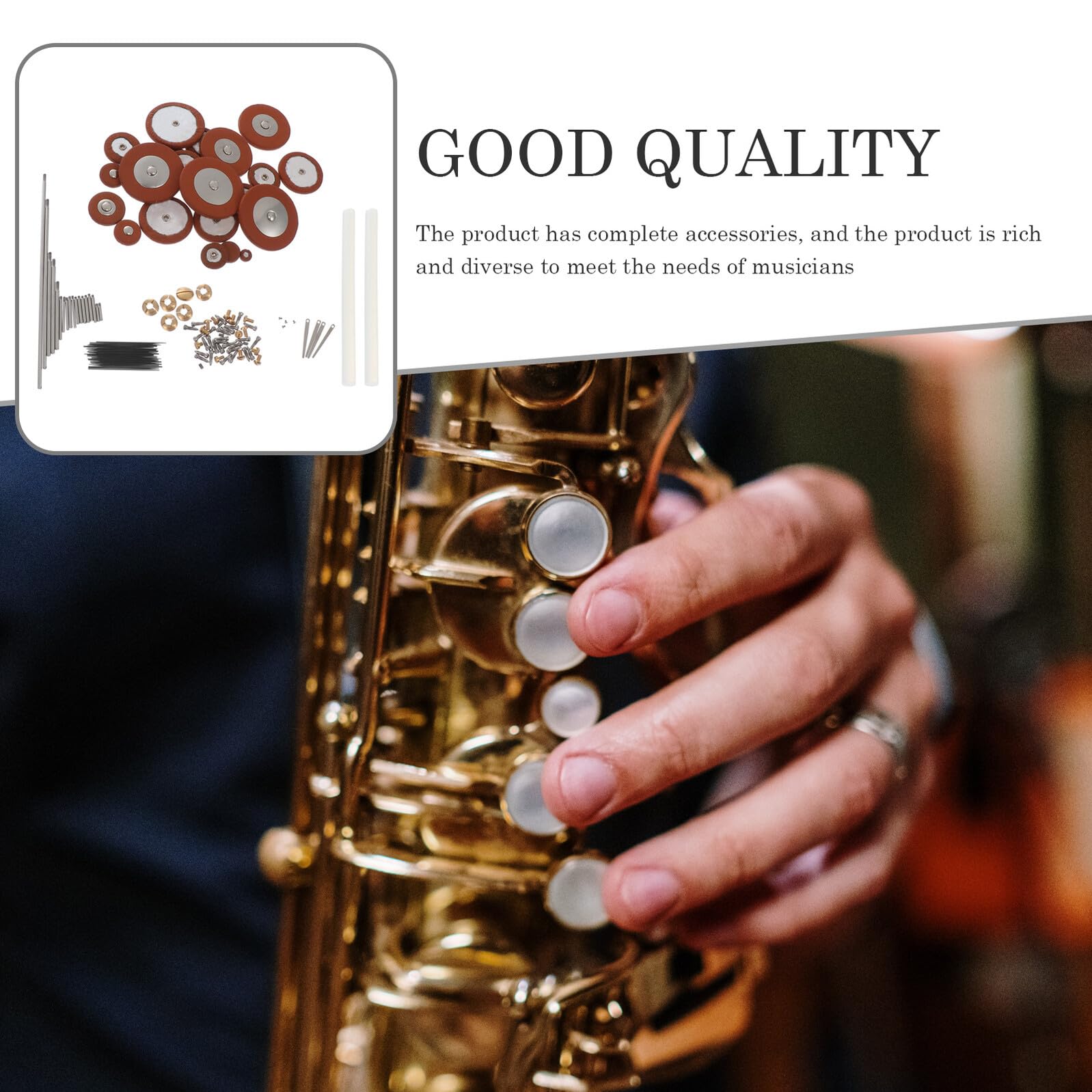 Kit Riparazione Sax Alto, Strumenti Manutenzione Ricambi | Pelli Ovine e Metallo, Viti e Molle Inclusi, per Sostituzione Componenti Danneggiati e Lavori DIY Colore Casuale