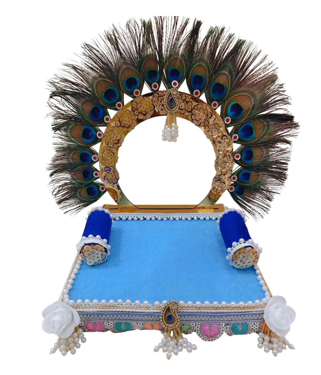 Sofa for Laddu Gopal Ji Size 2,3,4,5 Number | Laddu Gopal Bethak|Sofa for Gopal Ji | Round Singhasan Kanha Ji with Extra 1 Pillows | | Bal Gopal Asan(Model-727)-image-2