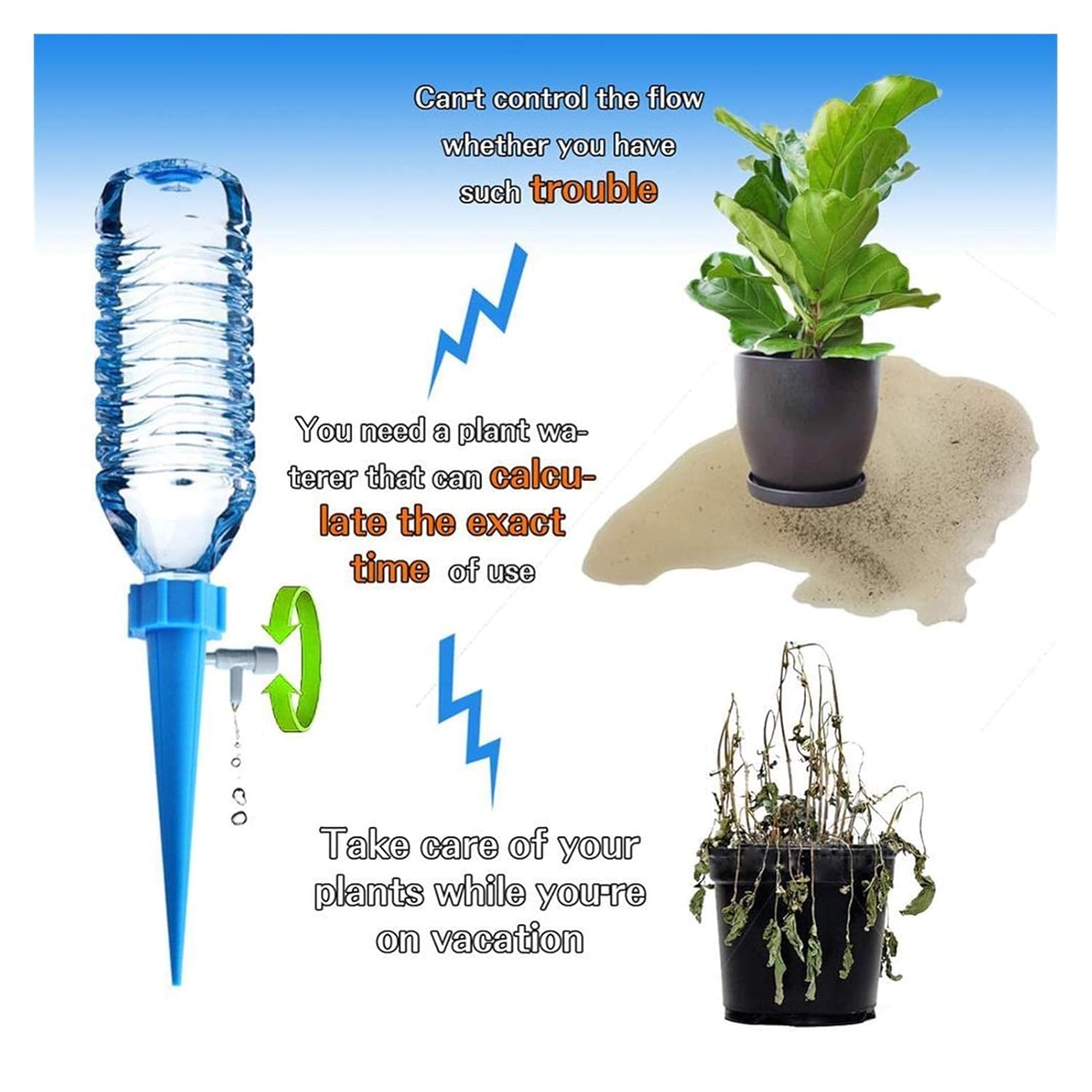 Lawn Sprinkler Irrigation System Automatic Dripper Spike Plant Waterer with Adjustable Valve Drip Irrigation System Indoor Office Watering Tools 12 Pieces (Color : Blue) (Color : Green)