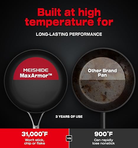 Miniatura 3 de Juego de ollas y sartenes antiadherentes, aptos para horno, 500F de alta calidad, anodizados duros, 8 piezas, sartenes y cacerolas con asas que se