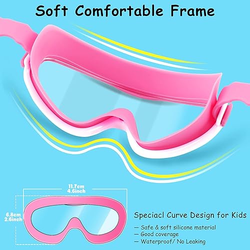 Miniatura 5 de COOLOO Kids Swim Goggles for Age 3-15, 2 Pack Kids Goggles for Swimming with Nose Cover, No Leaking, Anti-Fog, Waterproof