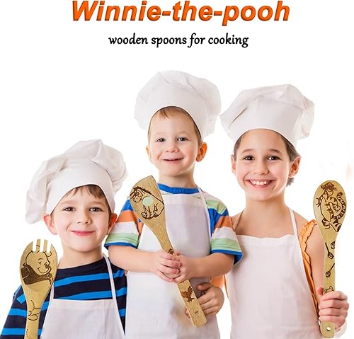 Miniatura 2 de 5 cucharas de madera de dibujos animados para cocinar, accesorios de cocina de Winnie the Bear, bonita espátula de tigre para decoración de cocina,
