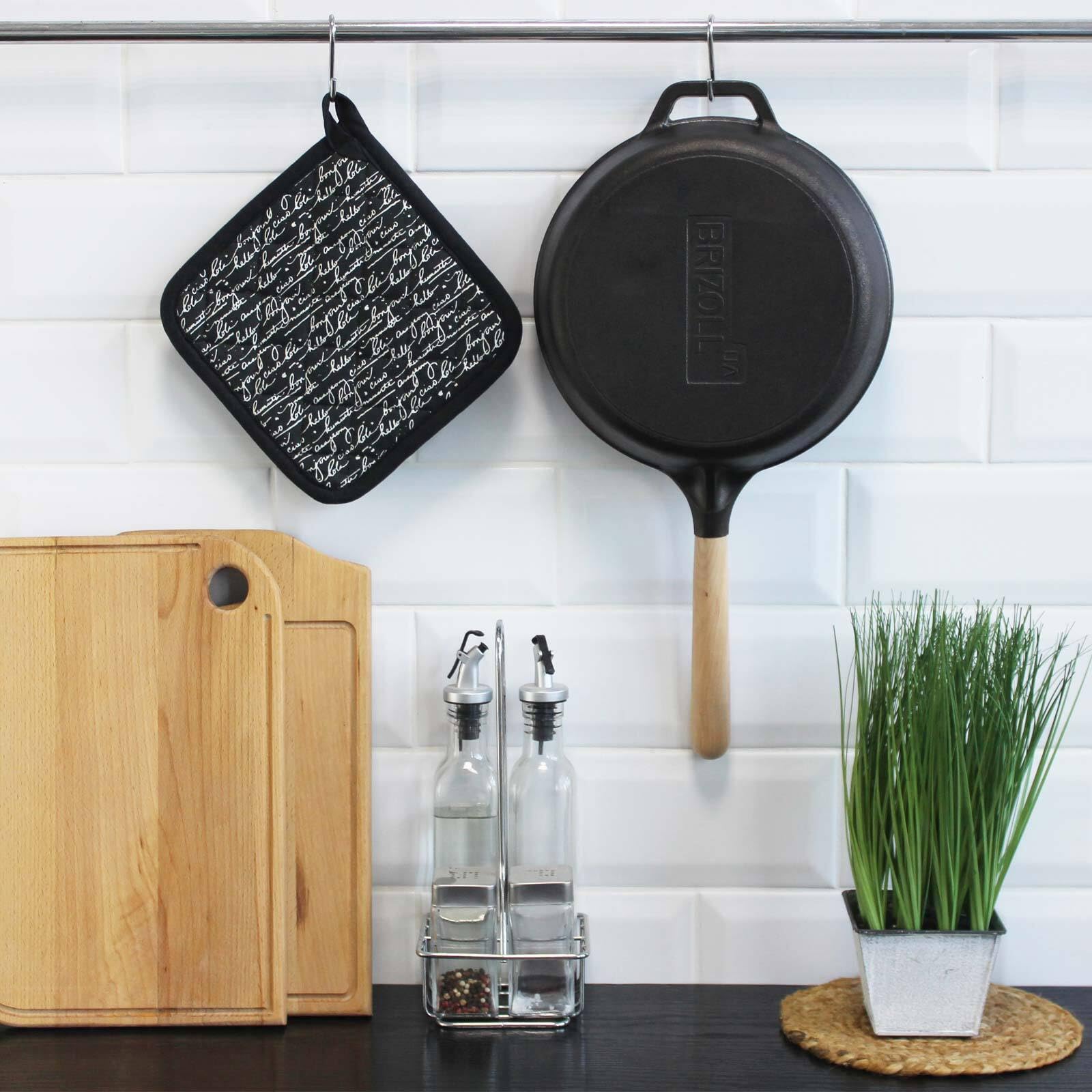 BRIZOLL Gusseisen Pfanne Ø28 cm mit Glasdeckel – Bratpfanne, Steakpfanne, Servierpfanne, Eisenpfanne, Gußeisenpfanne Griff abschraubbar – alle Herdarten: Induktion, Gas, Elektro, Ofen, Grill, Camping
