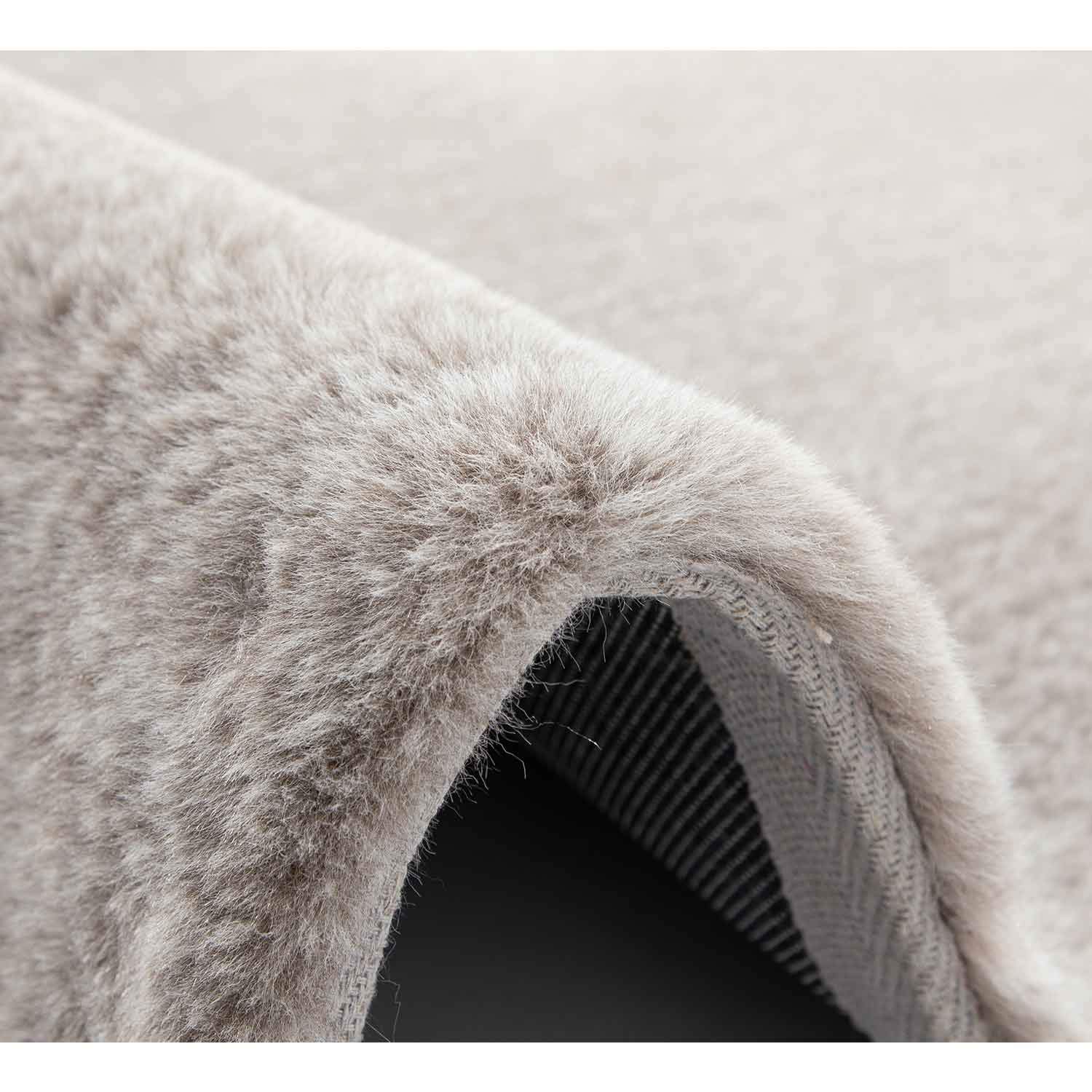VIMODA Fellteppich Kunstfell Teppich Imitat Meliert mit Doppelter Farbverlauf Dicht Flauschig Seidiger Glanz Hochflor, Farbe:Beige, Maße:160x230 cm