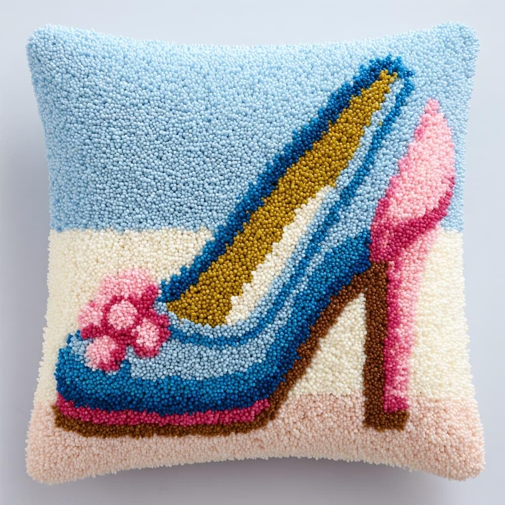 Axiangzik Beautiful High Heels Latch Hook Cushion Kit 17X17 Inch,