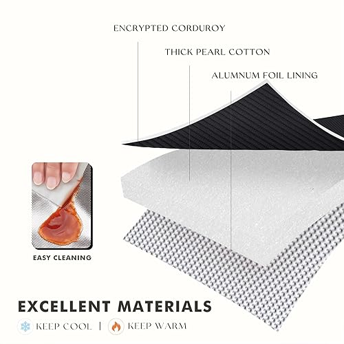 Miniatura 5 de HOMESPON Bolsa de almuerzo para mujeres, hombres y adultos con bolsillo frontal, bonita bolsa de almuerzo aislada de pana de gran capacidad,